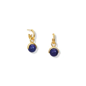 Stirrup Earrings Drops Yellow Gold - Lapis Lazuli