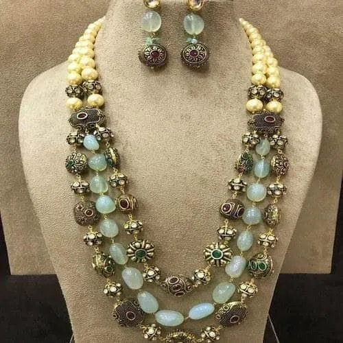 Stone Gunmetal Beads Necklace