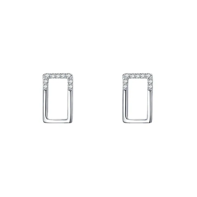 Stylish S925 Sterling Silver Square Earrings with Zircon Gemstone