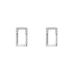 Stylish S925 Sterling Silver Square Earrings with Zircon Gemstone