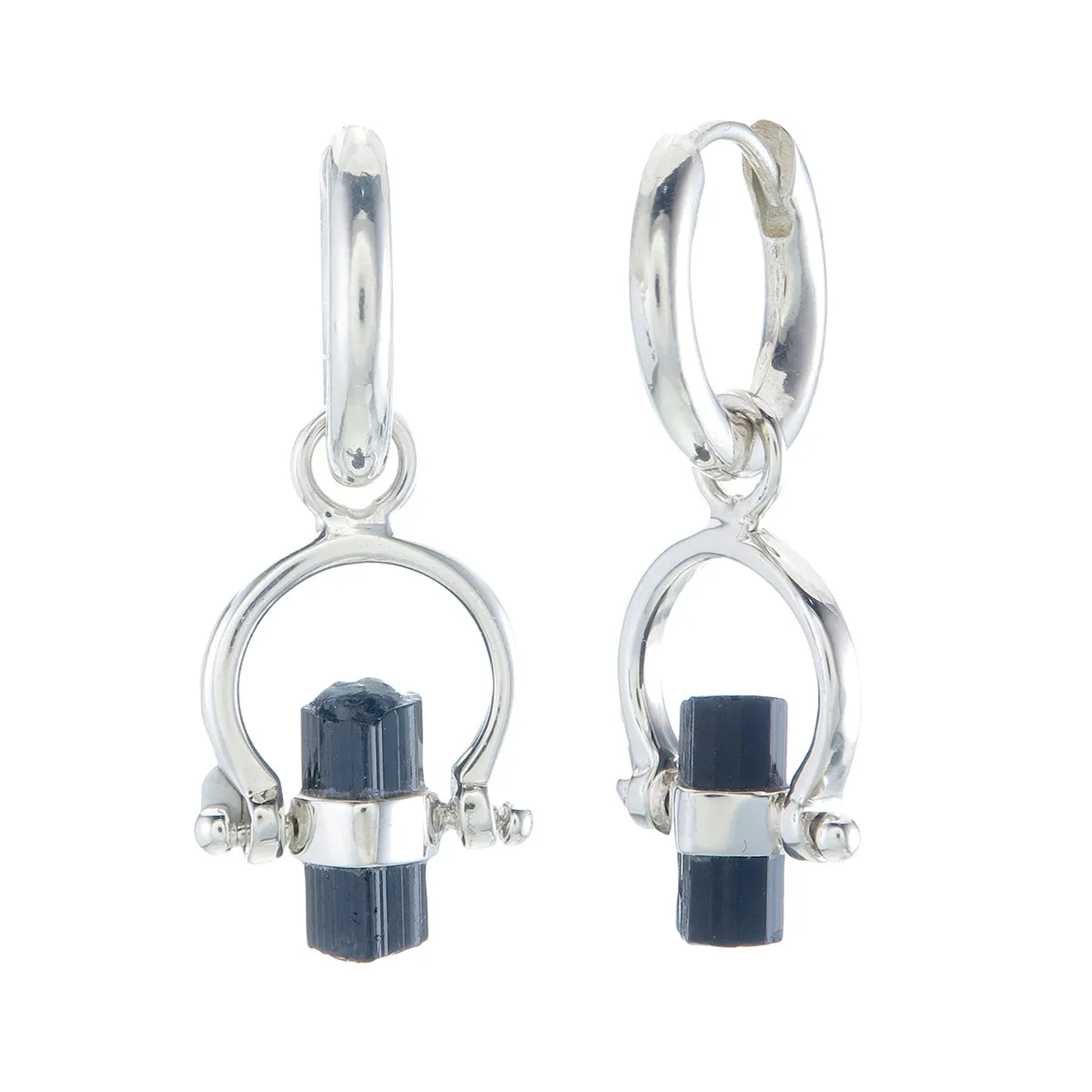 SUNDAY SWIVEL HOOPS - BLACK TOURMALINE - SILVER