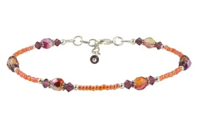 Sunset Amethyst Orange Beaded Anklet