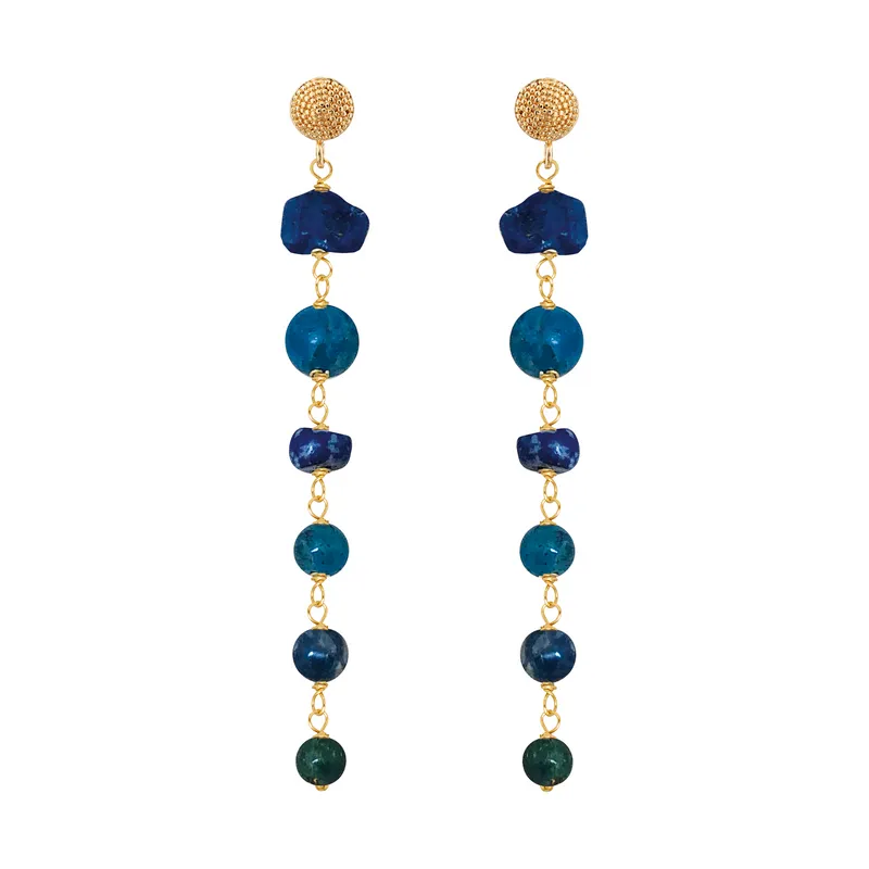 Talia Stud Earrings Kyanite, Lapis & Apatite