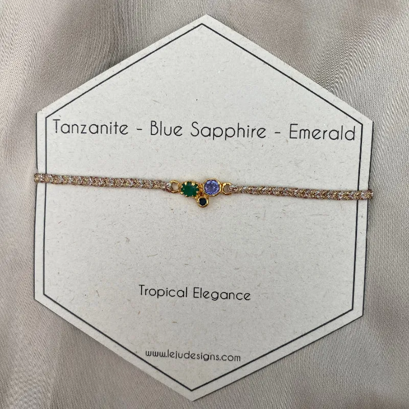 TANZANITE, BLUE SAPPHIRE & EMERALD BRACELET