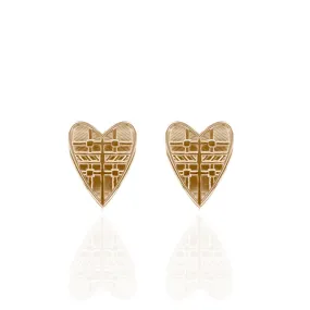 Tartan Studs in 9 ct Yellow Gold