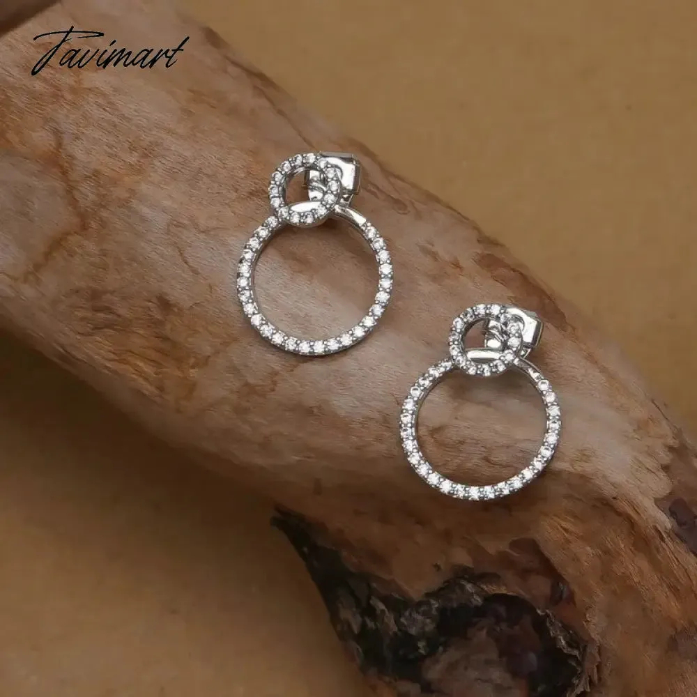 TAVIMART -  Micro Pave Zircon Front And Back Circle Stud Earrings For Women New Jewelry Bijoux