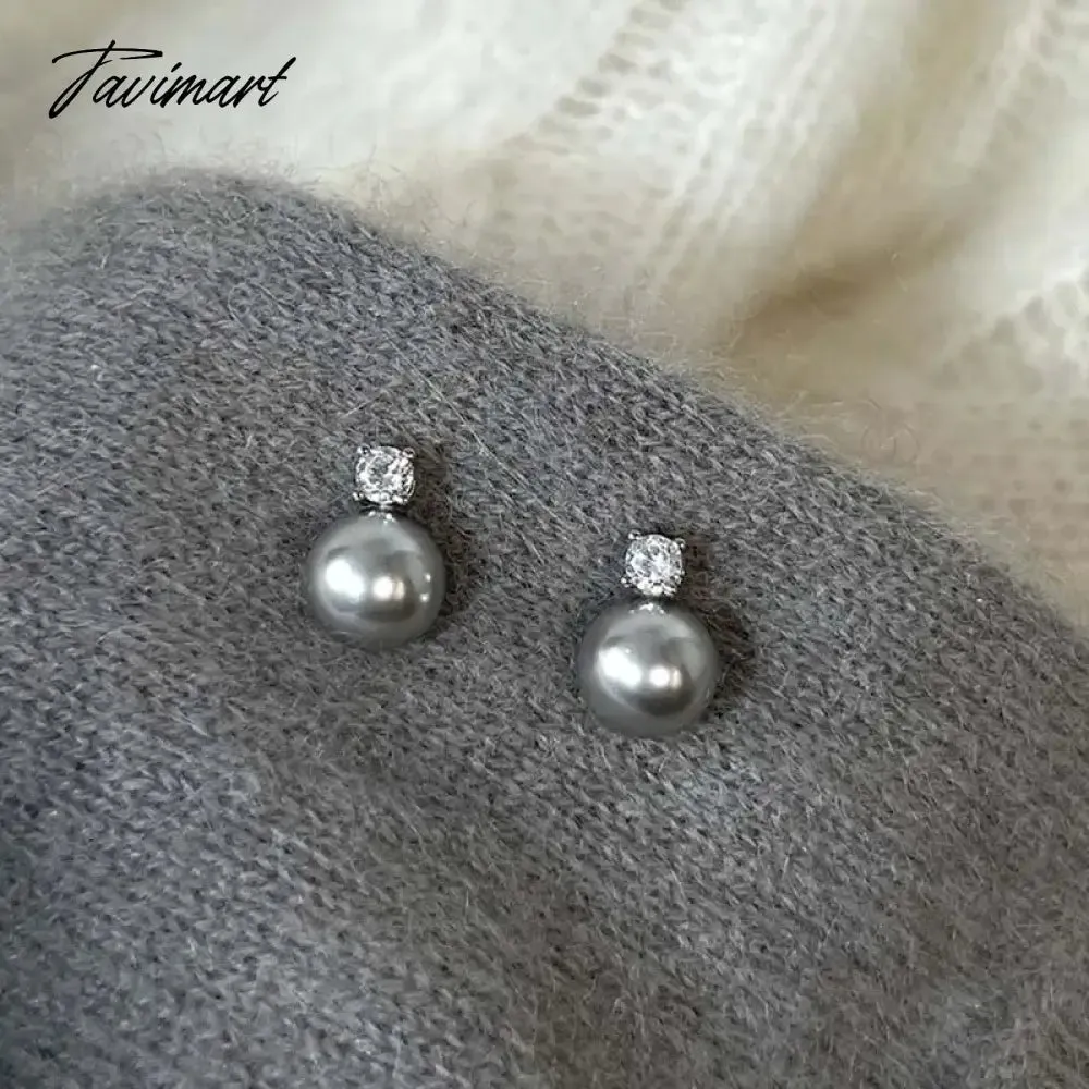 TAVIMART -  New Arrival White Pearl Zircon Stud Earrings For Women Elegant Sweet Simulated-Pearl Temperament Earrings Jewelry Gifts