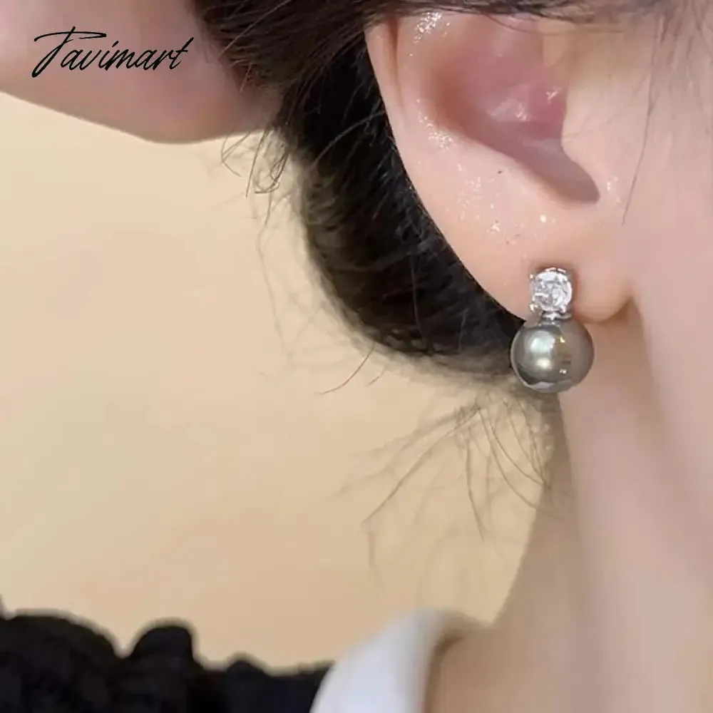 TAVIMART -  New Arrival White Pearl Zircon Stud Earrings For Women Elegant Sweet Simulated-Pearl Temperament Earrings Jewelry Gifts