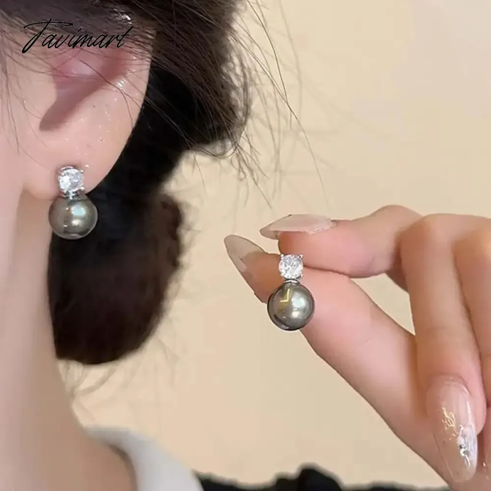 TAVIMART -  New Arrival White Pearl Zircon Stud Earrings For Women Elegant Sweet Simulated-Pearl Temperament Earrings Jewelry Gifts