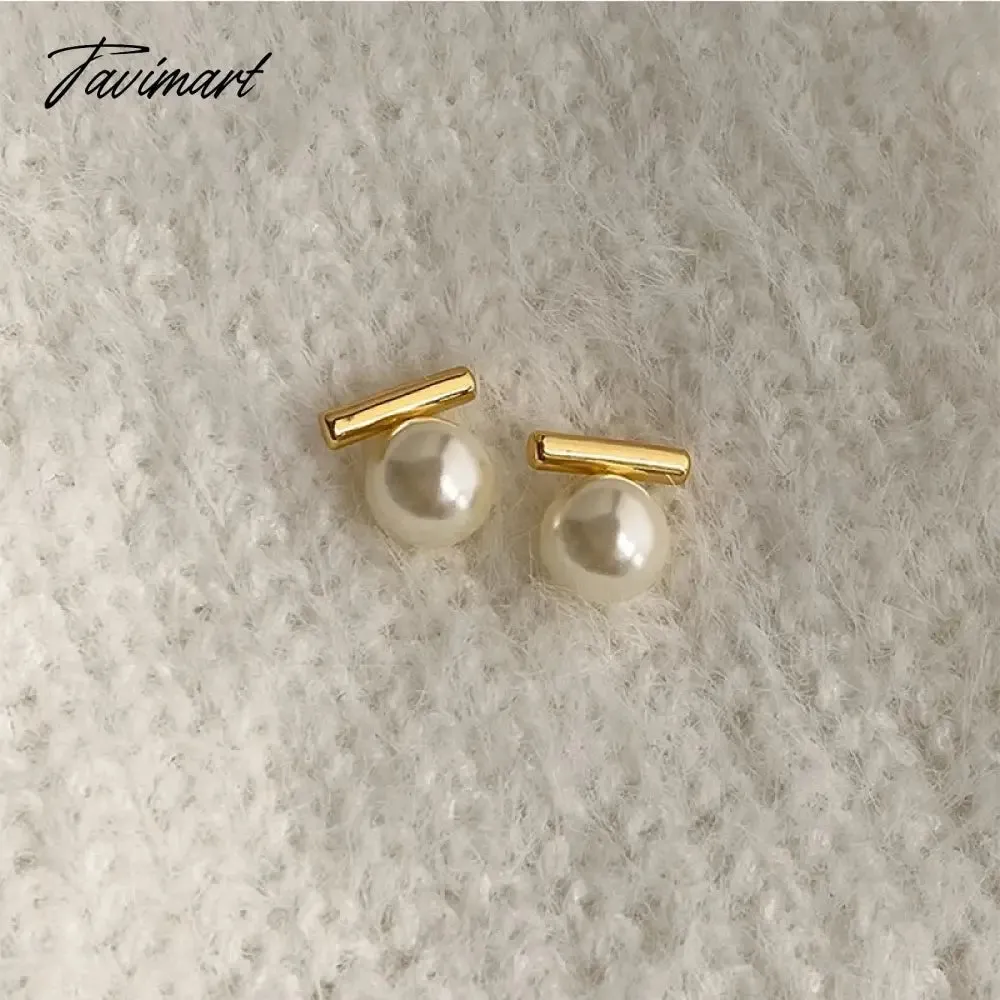 TAVIMART -  New Arrival White Pearl Zircon Stud Earrings For Women Elegant Sweet Simulated-Pearl Temperament Earrings Jewelry Gifts