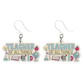 Teacher of All Things Dangles Hypoallergenic Earrings for Sensitive Ears Made with Plastic Posts