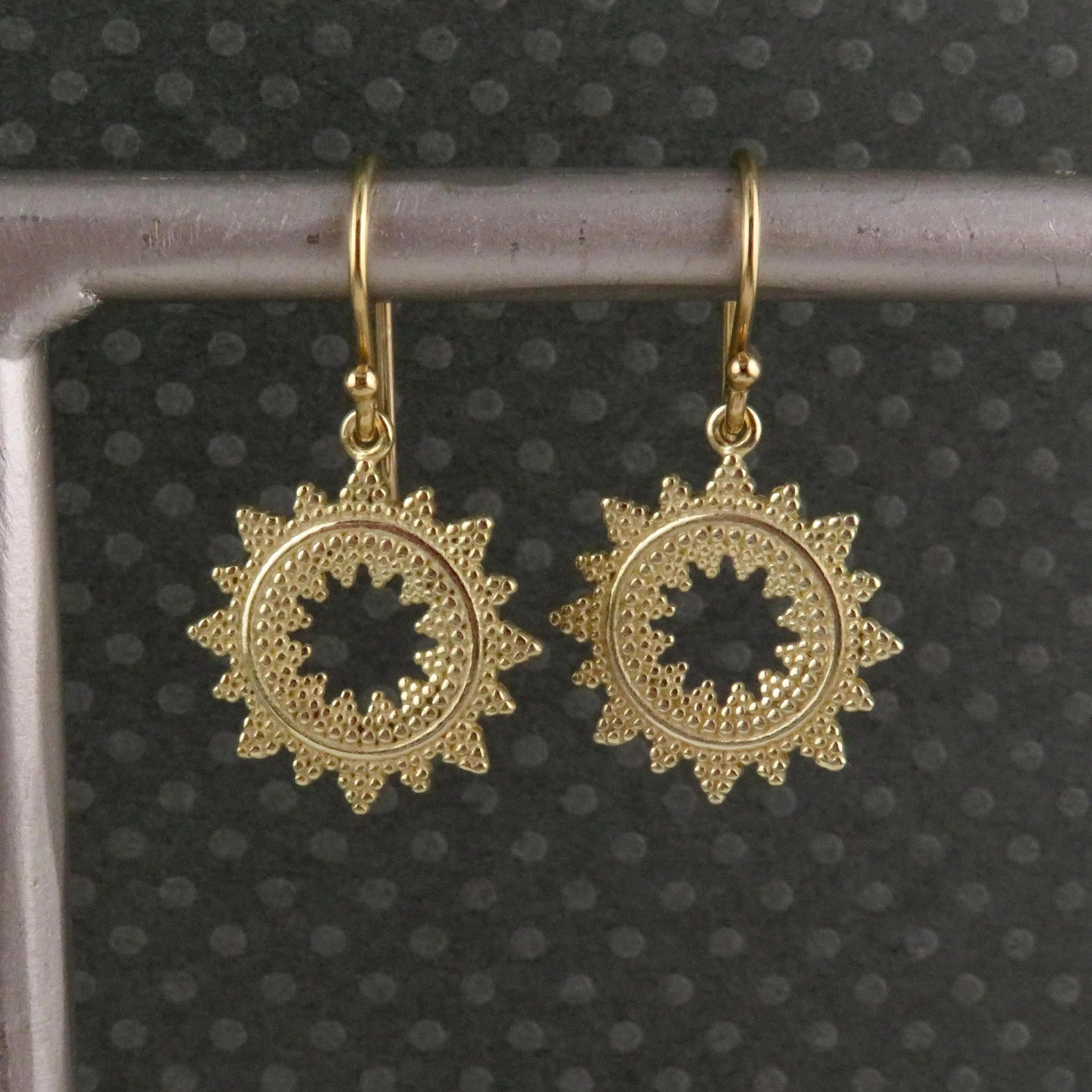 Textured Sunburst Earrings - Gold