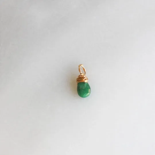 The Silver Wren - Wire Wrapped Birthstone Charm (Emerald)