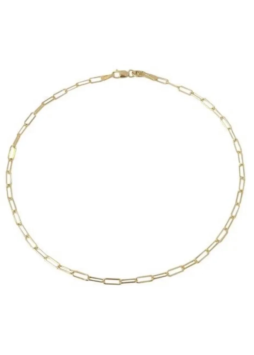 Thin 2.5mm Paper Clip Anklet