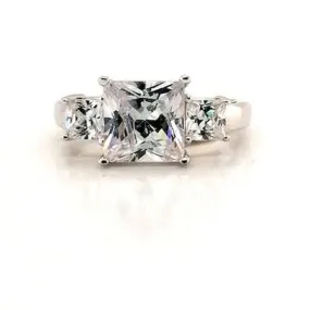 Three Stone Silver CZ Ring