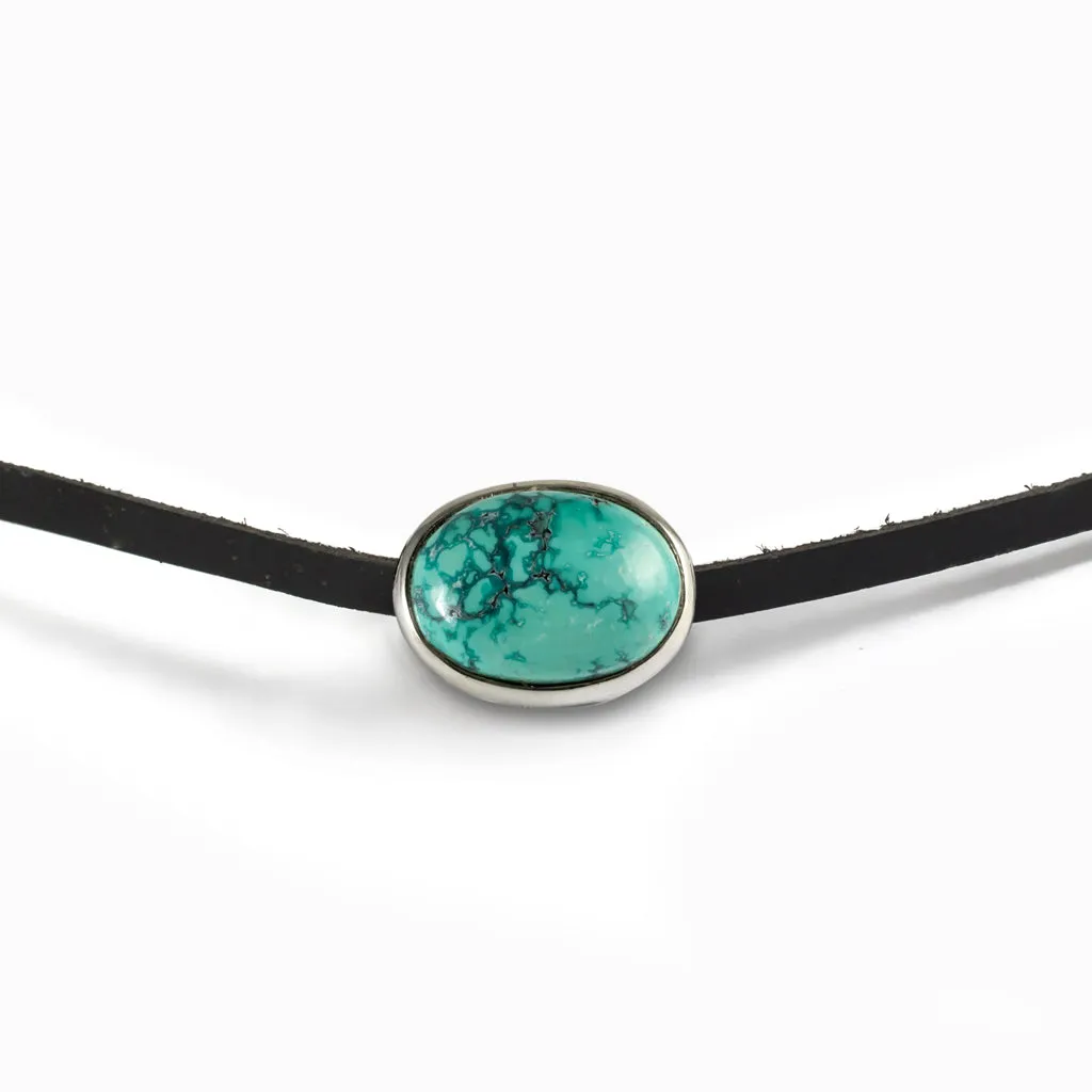 Tibetan Turquoise Leather Necklace