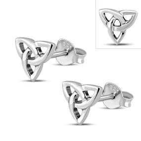 Tiny Celtic Trinity Knot Stud Silver Earrings