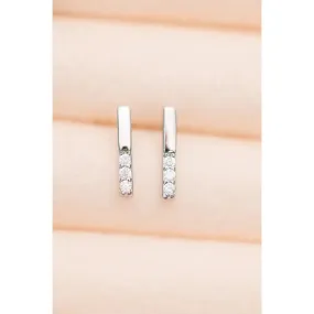 Tiny Sparkles Silver Bar Stud Earrings