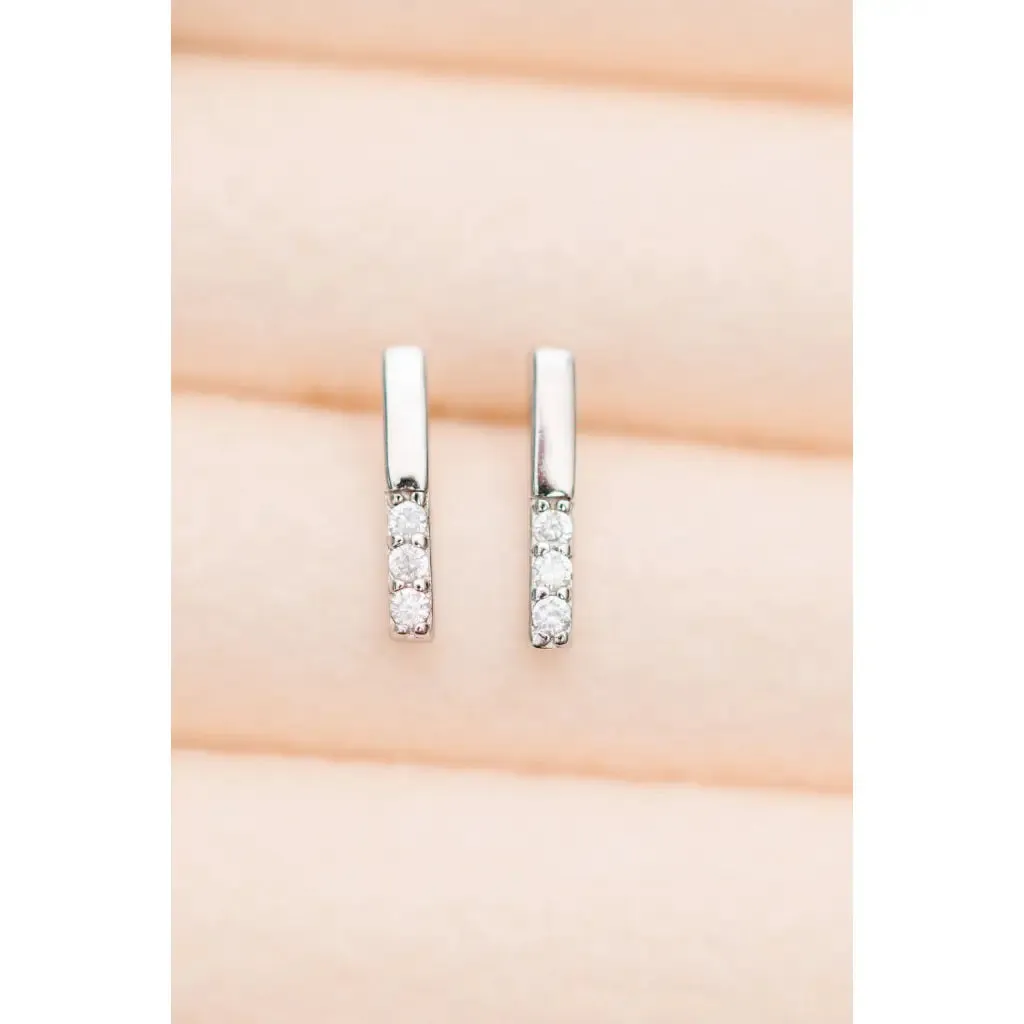 Tiny Sparkles Silver Bar Stud Earrings