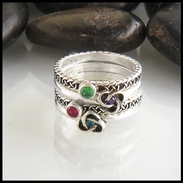 Trinity Knot Birthstone Stacking Ring