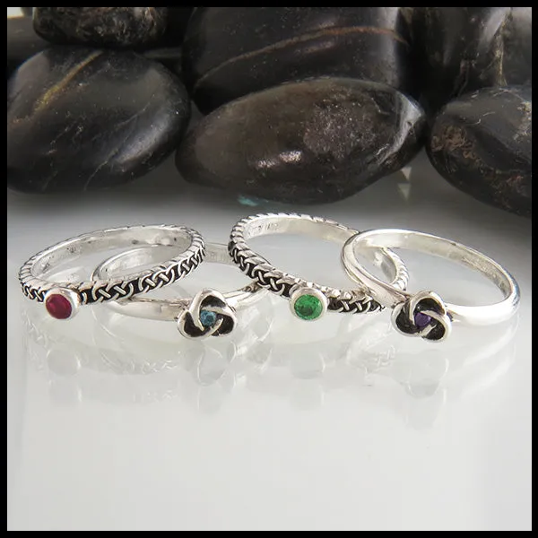 Trinity Knot Birthstone Stacking Ring