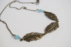 Triple Brass Feather Necklace