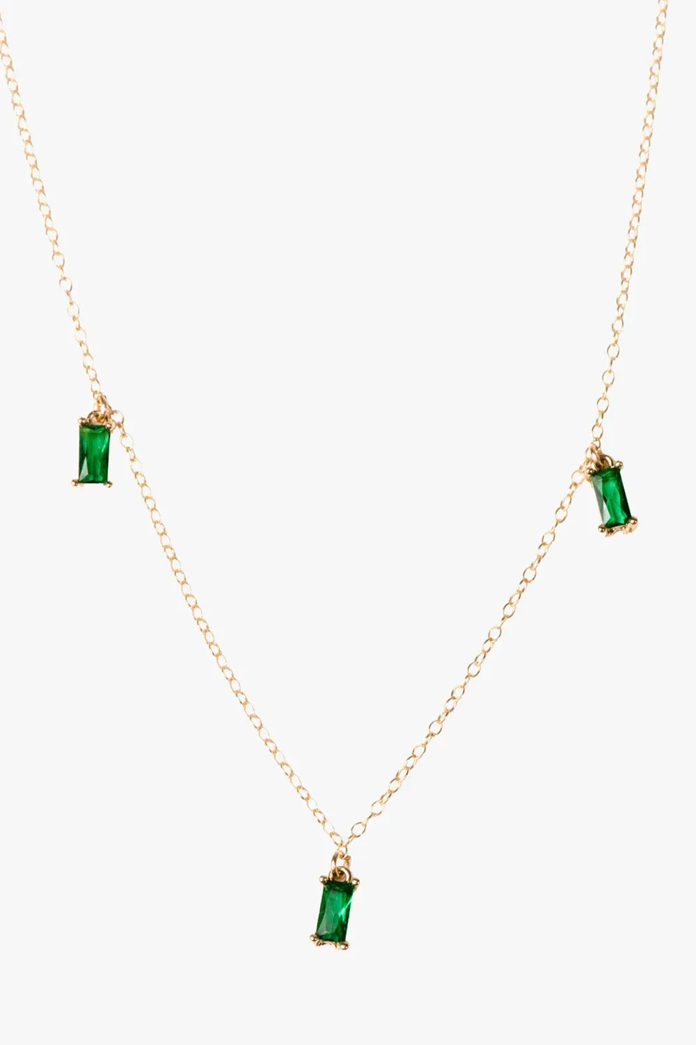 TRIPLE EMERALD DROP NECKLACE Gold