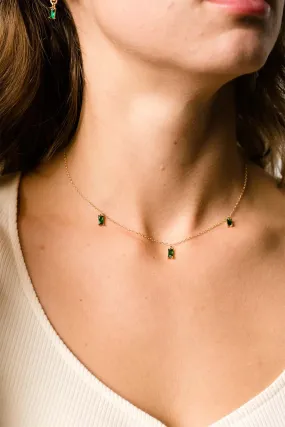 TRIPLE EMERALD DROP NECKLACE Gold