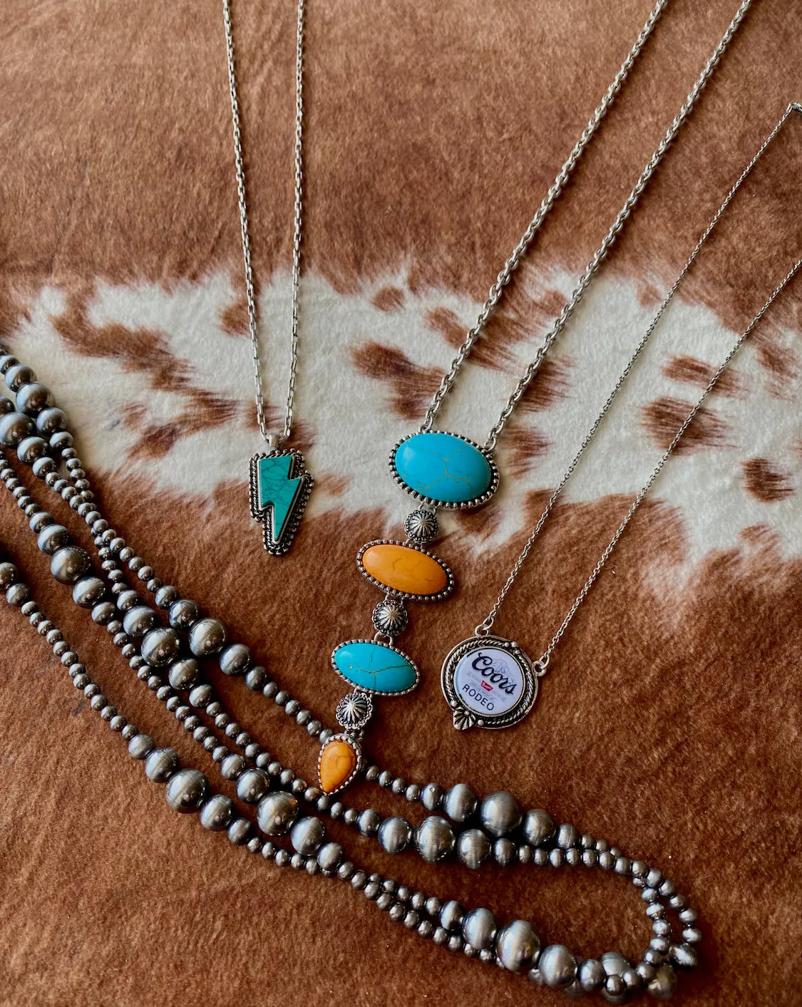 Turquoise & Orange Parnell Peak Necklaces