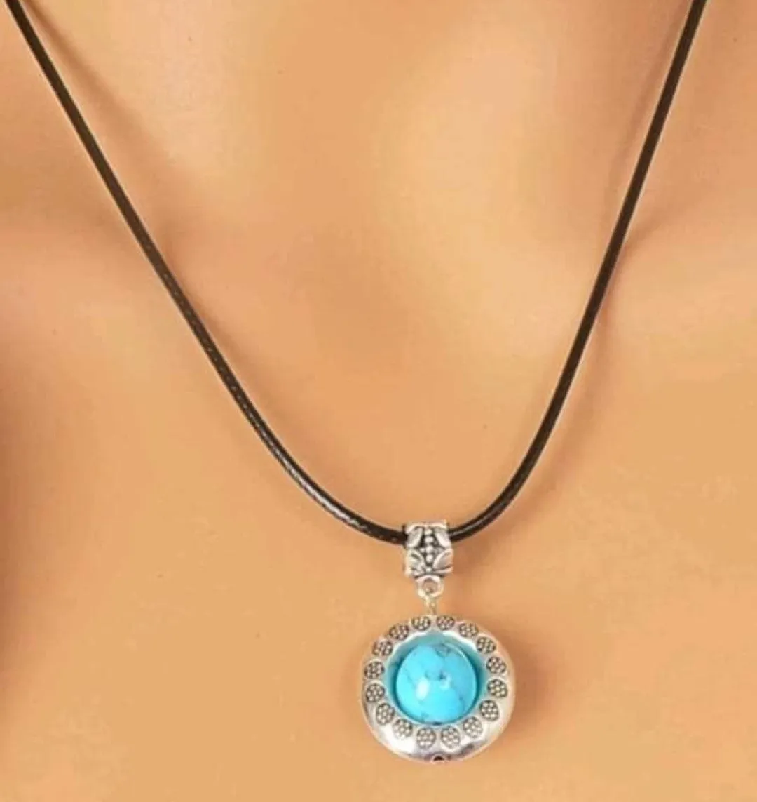 Turquoise & Silver Necklace - #5173