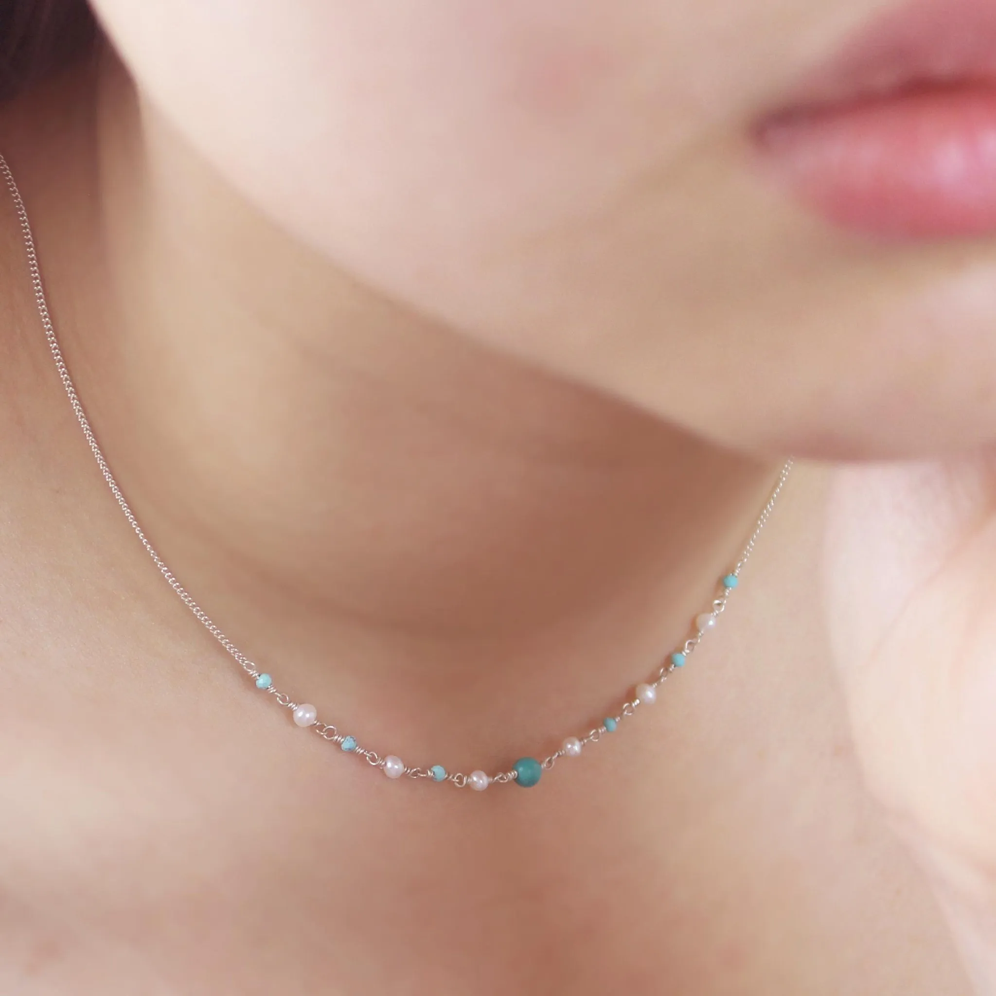 Turquoise and Pearl Necklace