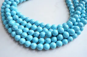 Turquoise Blue Howlite Stone Chunky Multi Strand Statement Necklace - Alana