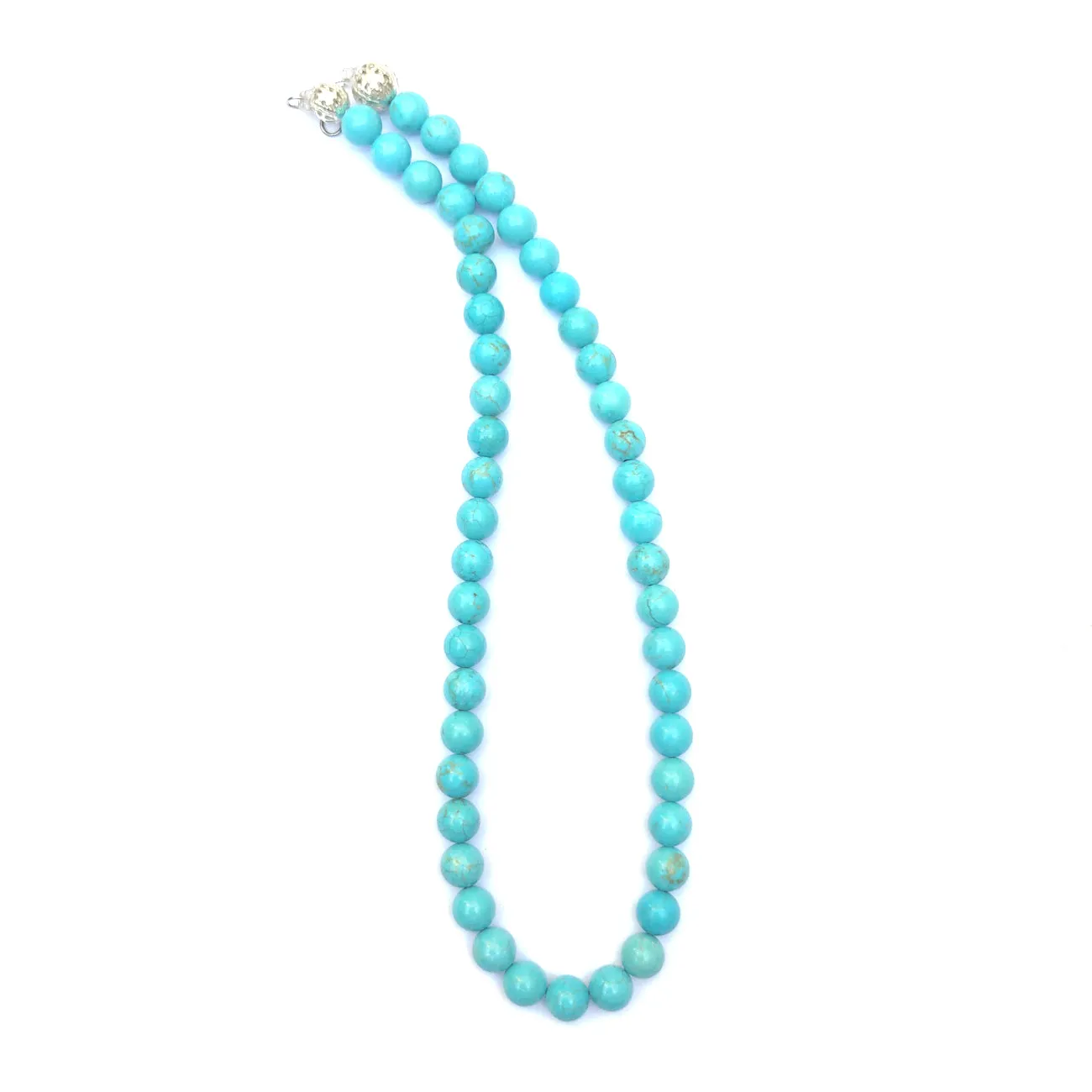 Turquoise Crystal Round Beads Necklace 15 Inches, 6 mm Beads (Semi-Precious Mala)