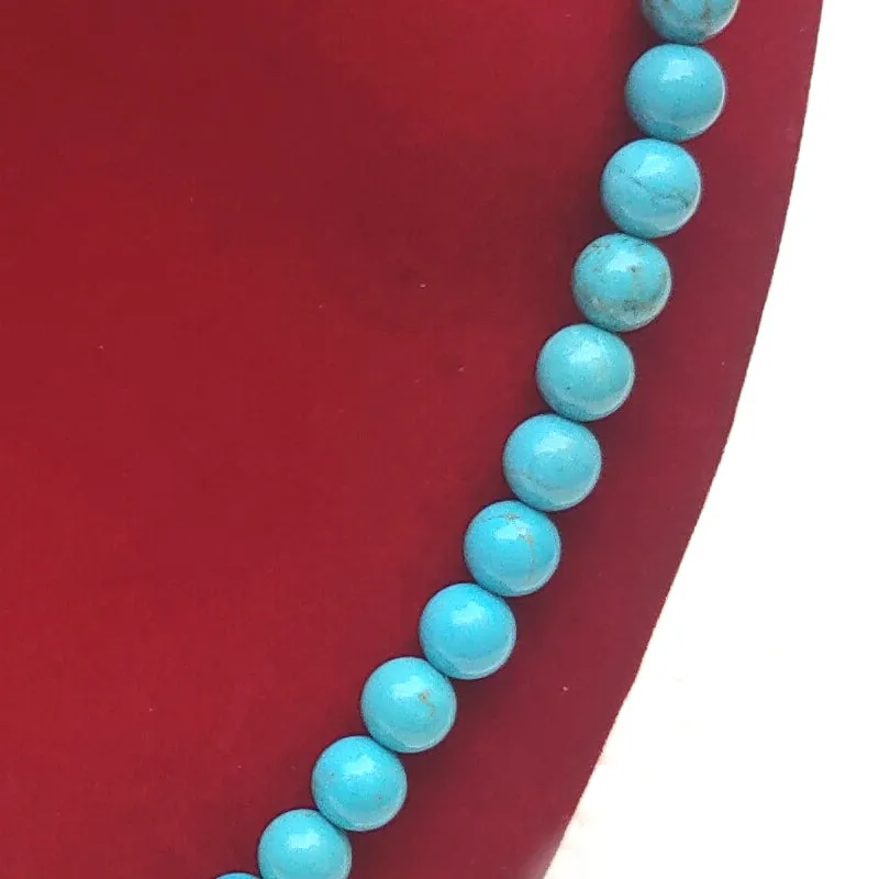 Turquoise Crystal Round Beads Necklace 15 Inches, 6 mm Beads (Semi-Precious Mala)