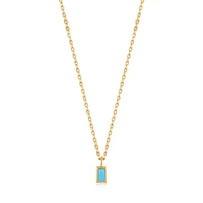 Turquoise Drop Pendant Gold Necklace