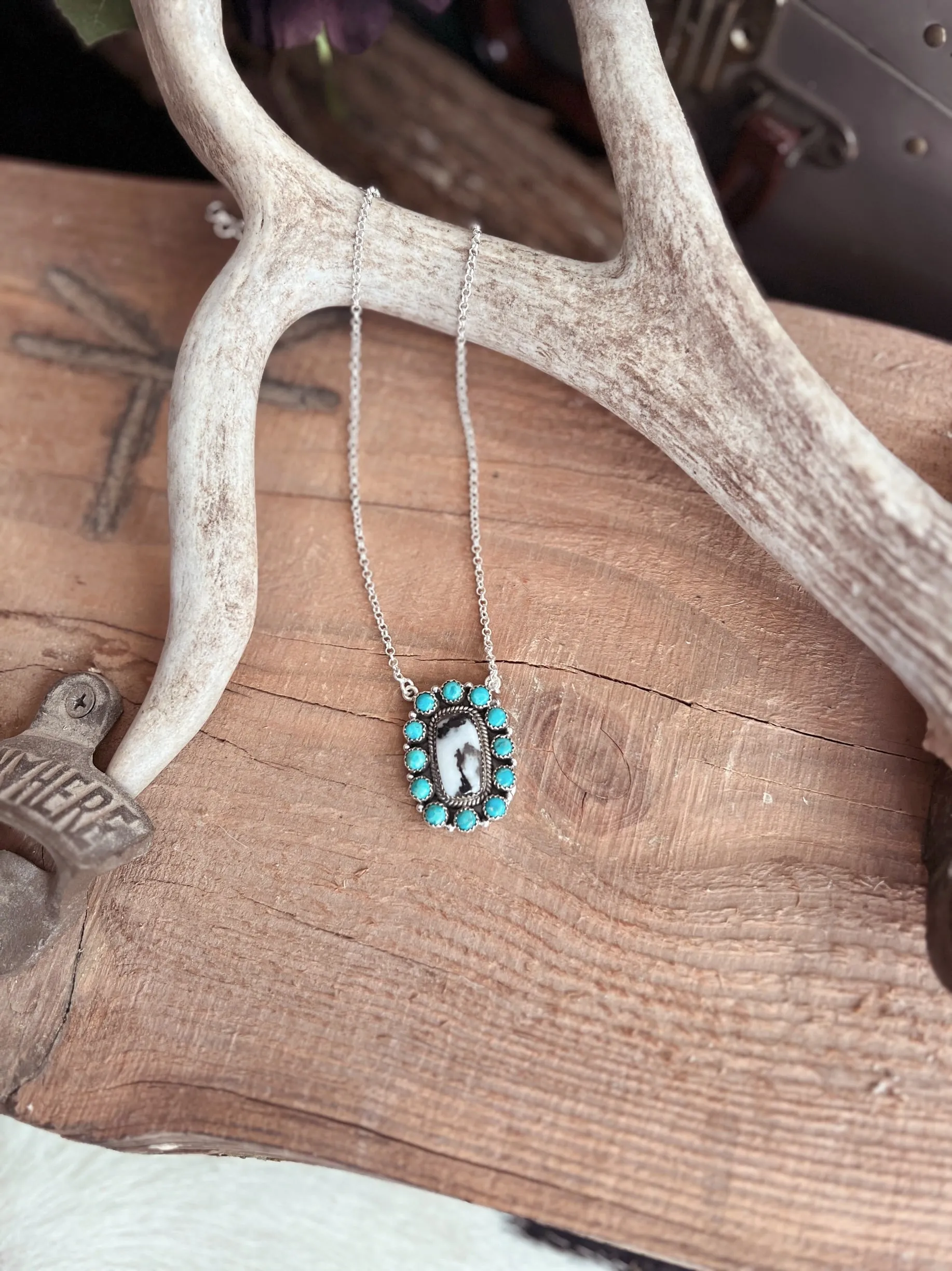 Turquoise Zebra Navajo Handcrafted Sterling Necklace