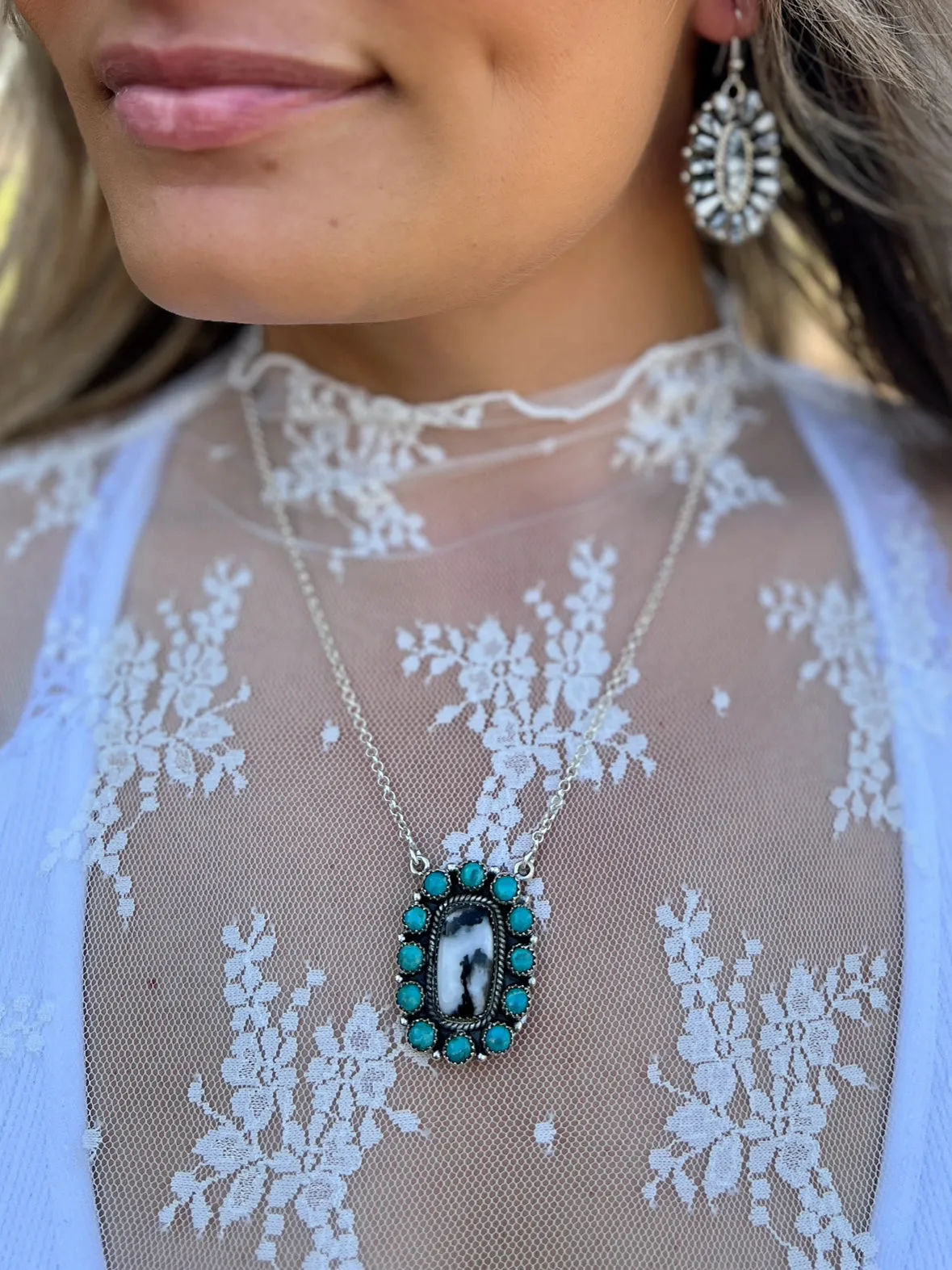 Turquoise Zebra Navajo Handcrafted Sterling Necklace