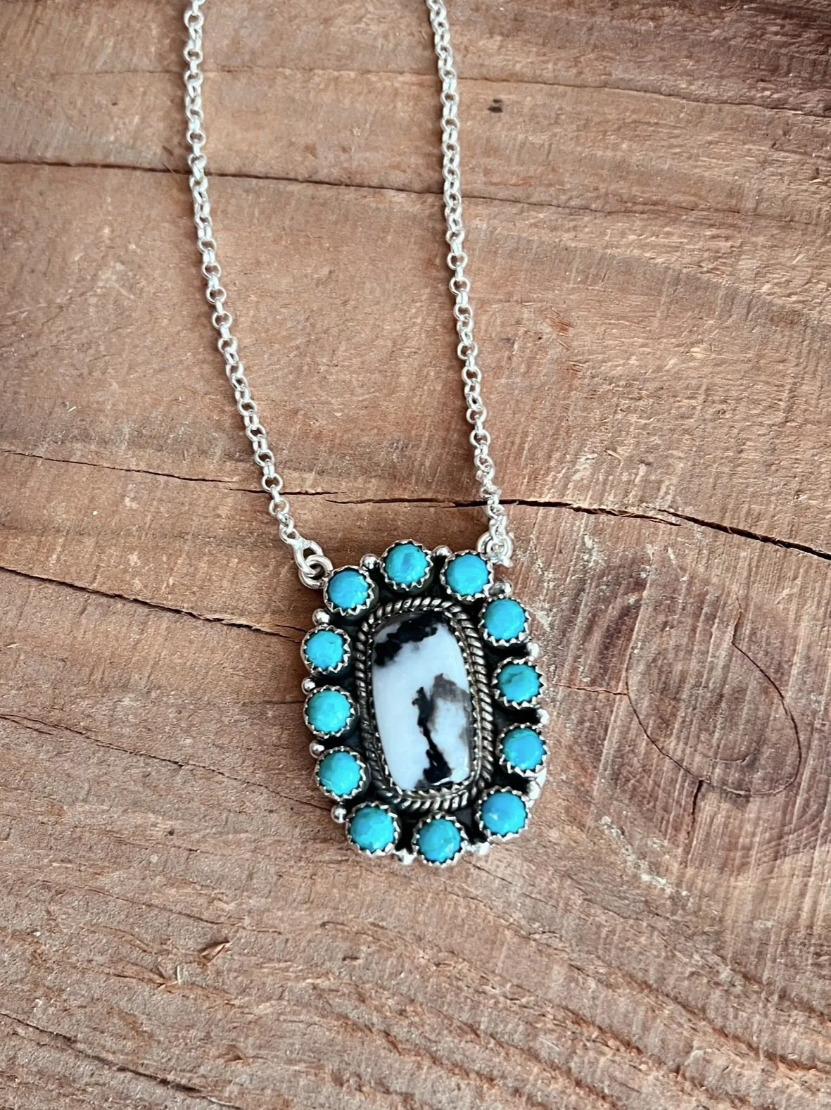 Turquoise Zebra Navajo Handcrafted Sterling Necklace