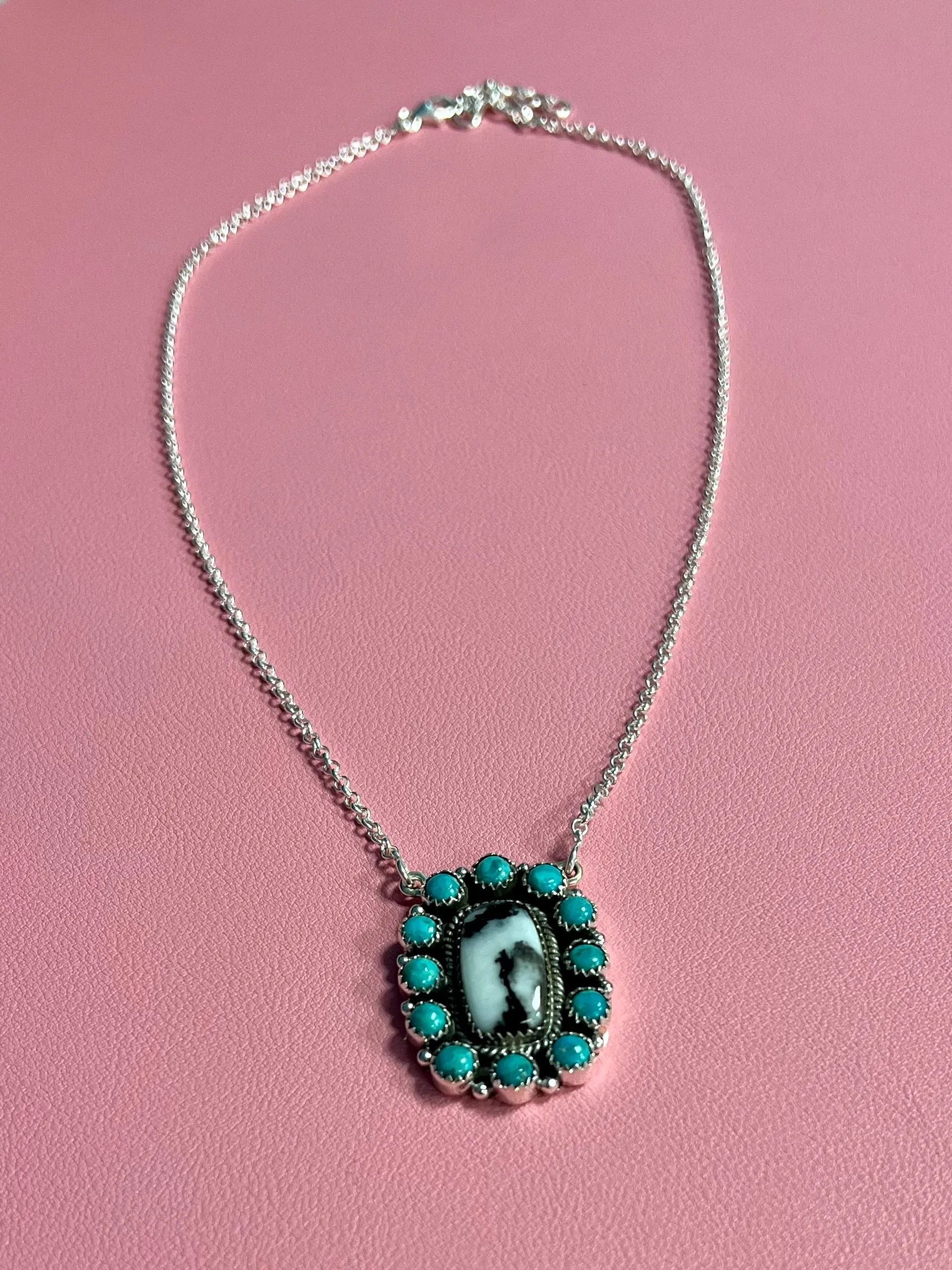 Turquoise Zebra Navajo Handcrafted Sterling Necklace