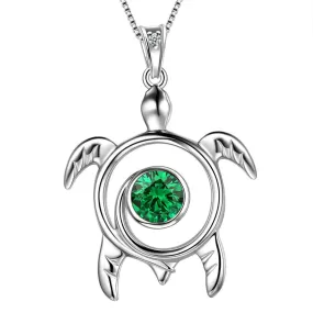 Turtle Birthstone May Emerald Necklace Pendant Women Girls Jewelry Birthday Gift