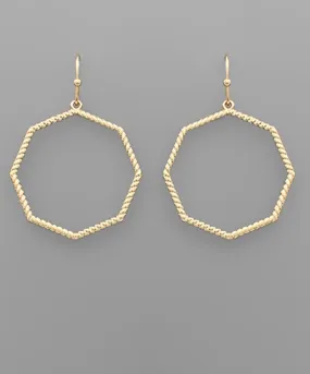 Twisted Octagon Gold Earring