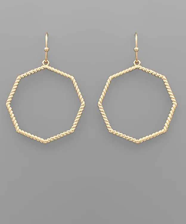 Twisted Octagon Gold Earring