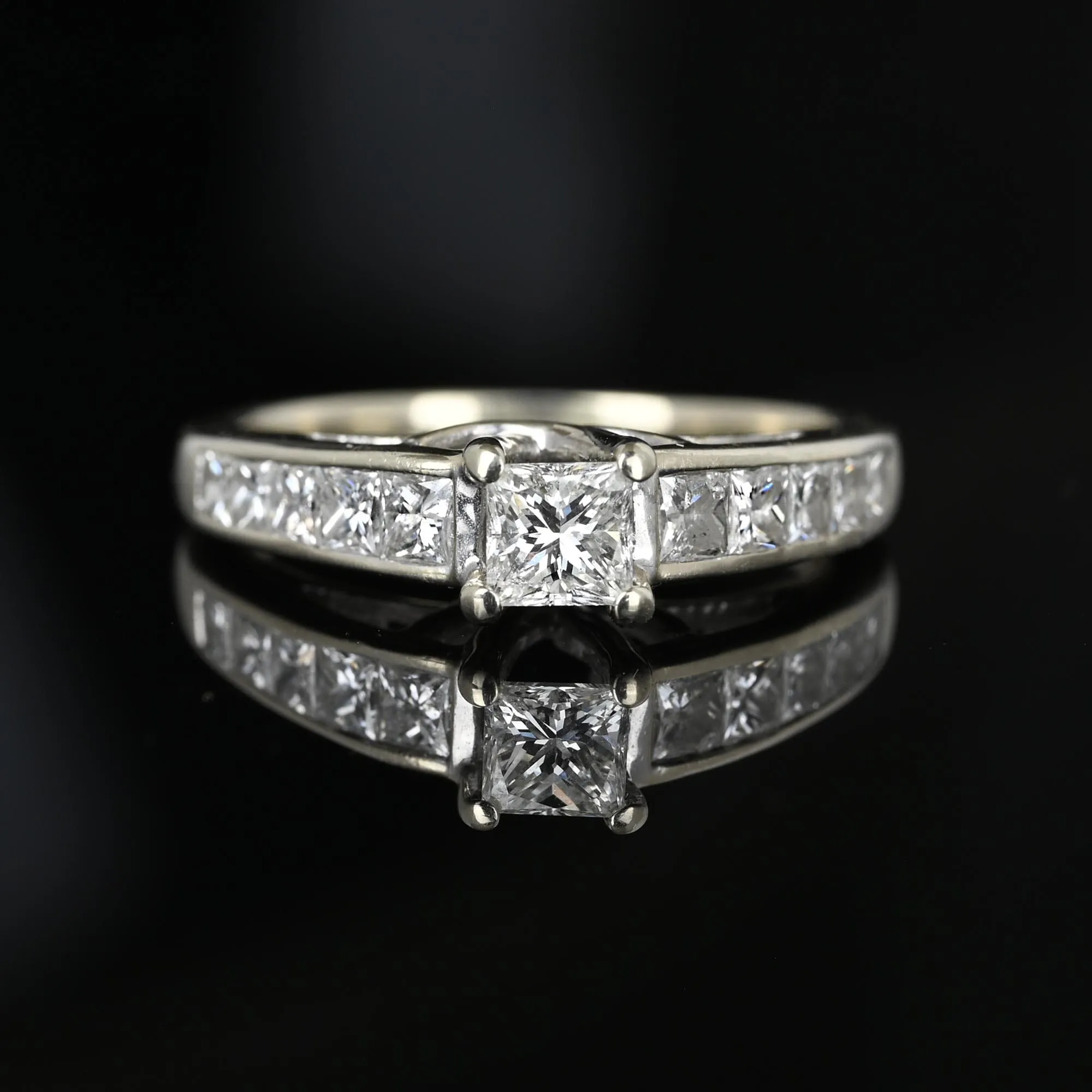 Vintage 1.35 Carat Princess Cut Diamond Engagement Ring