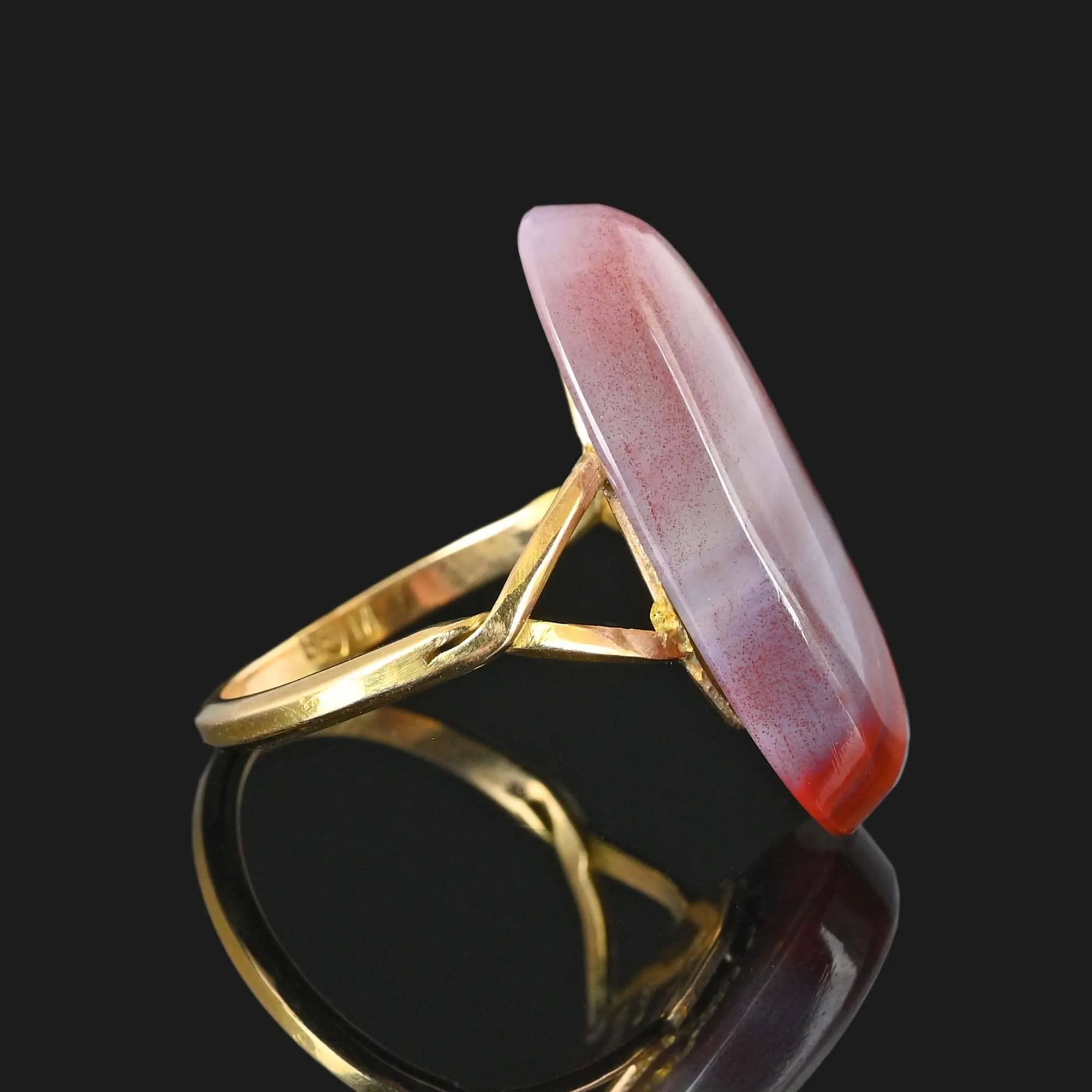 Vintage 14K Gold Lake Superior Agate Ring