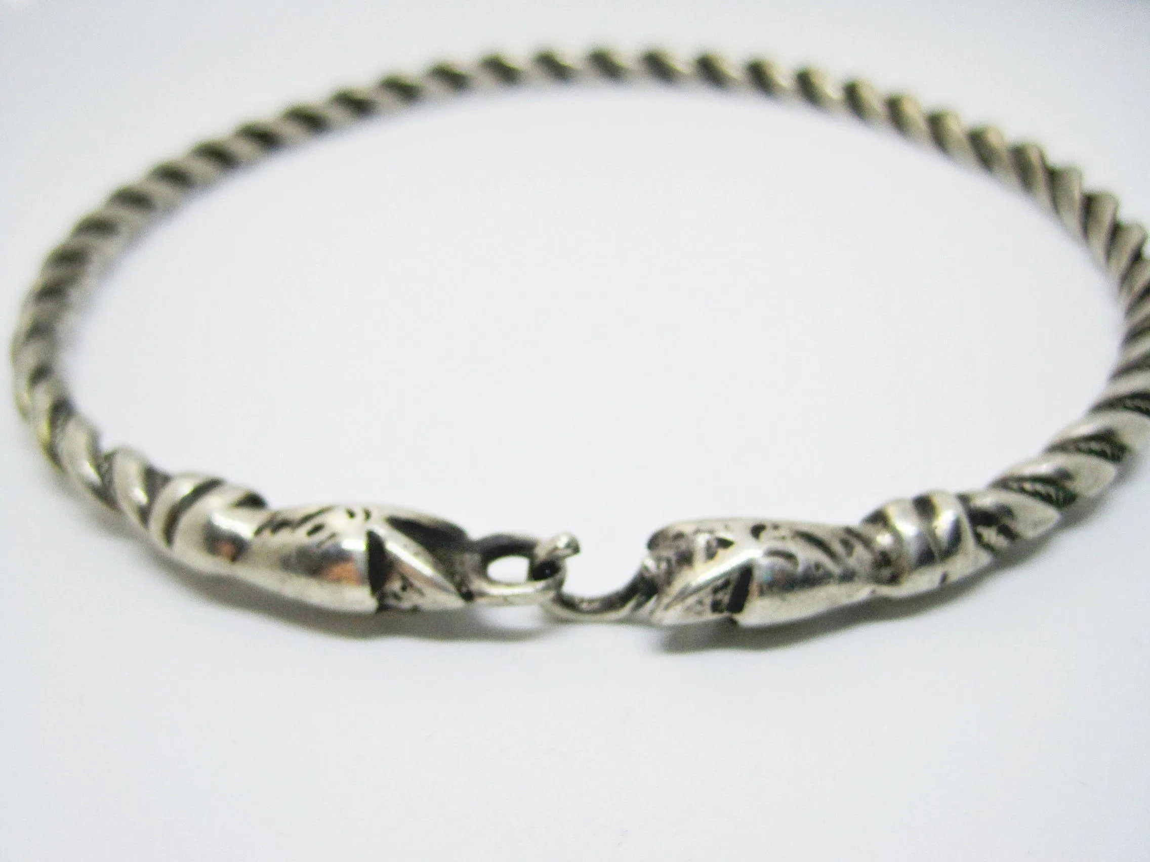 Vintage Berber Anklet, Algerian Silver Snake Foot Bracelet