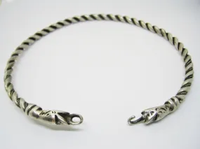 Vintage Berber Anklet, Algerian Silver Snake Foot Bracelet