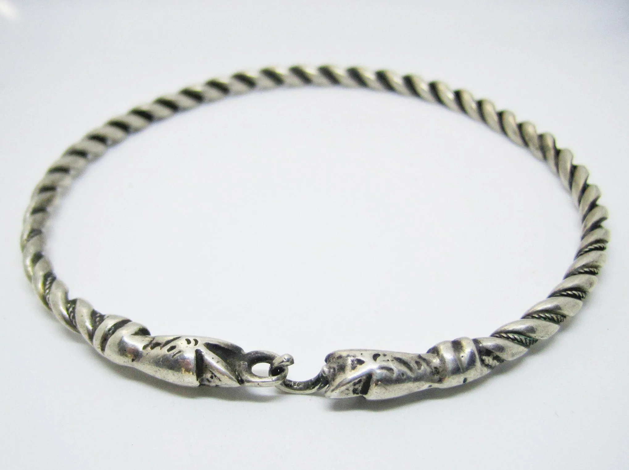 Vintage Berber Anklet, Algerian Silver Snake Foot Bracelet