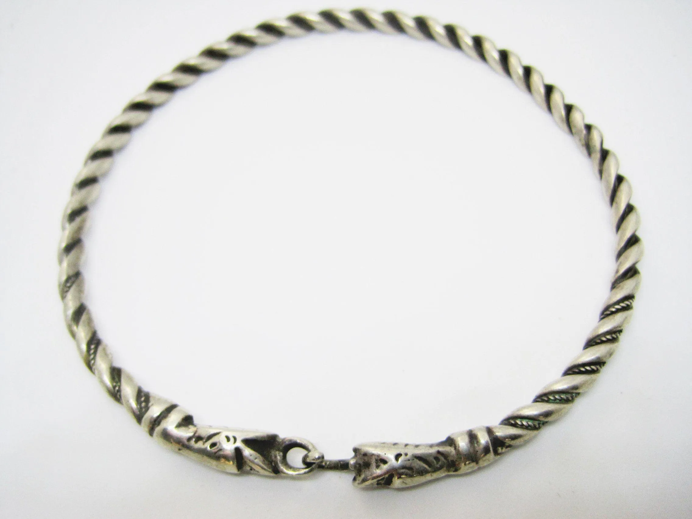 Vintage Berber Anklet, Algerian Silver Snake Foot Bracelet