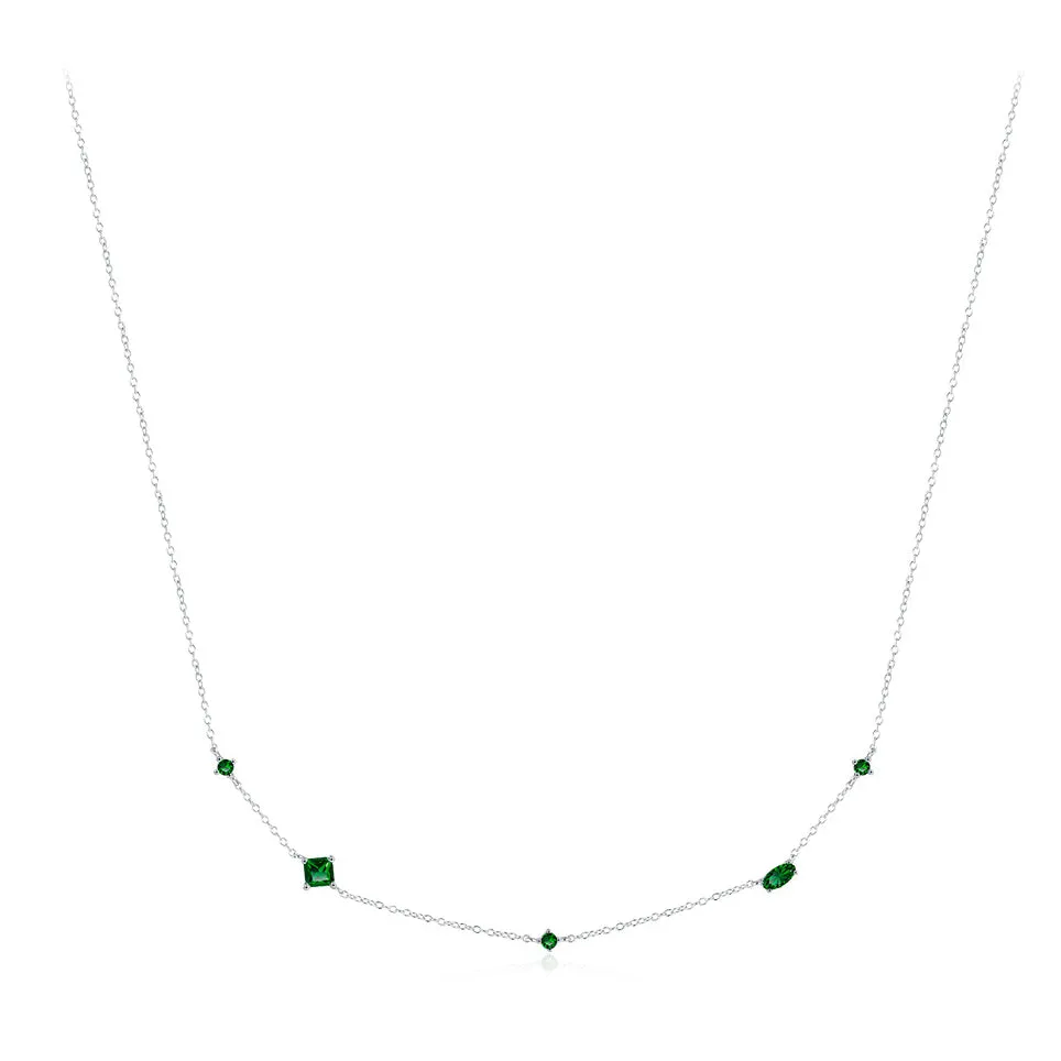 Vintage Emerald Green Zircon Sterling Silver Necklace