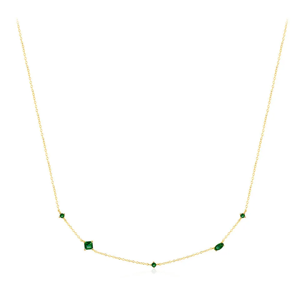 Vintage Emerald Green Zircon Sterling Silver Necklace